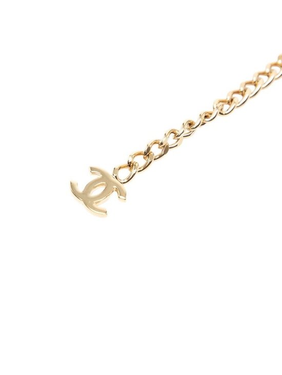Chanel CC Logo Chain Belt Gold Pink Plated Line Stone main image 4